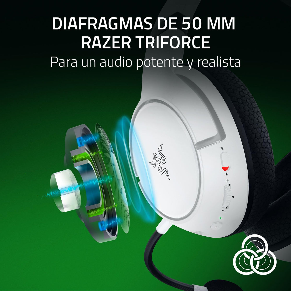 Razer Kaira HyperSpeed - Auriculares de Juego inalámbricos multiplataforma para Xbox (Inalámbricos HyperSpeed, Transductores Triforce de 50 mm, Micrófono cardioide HyperClear) Blanco