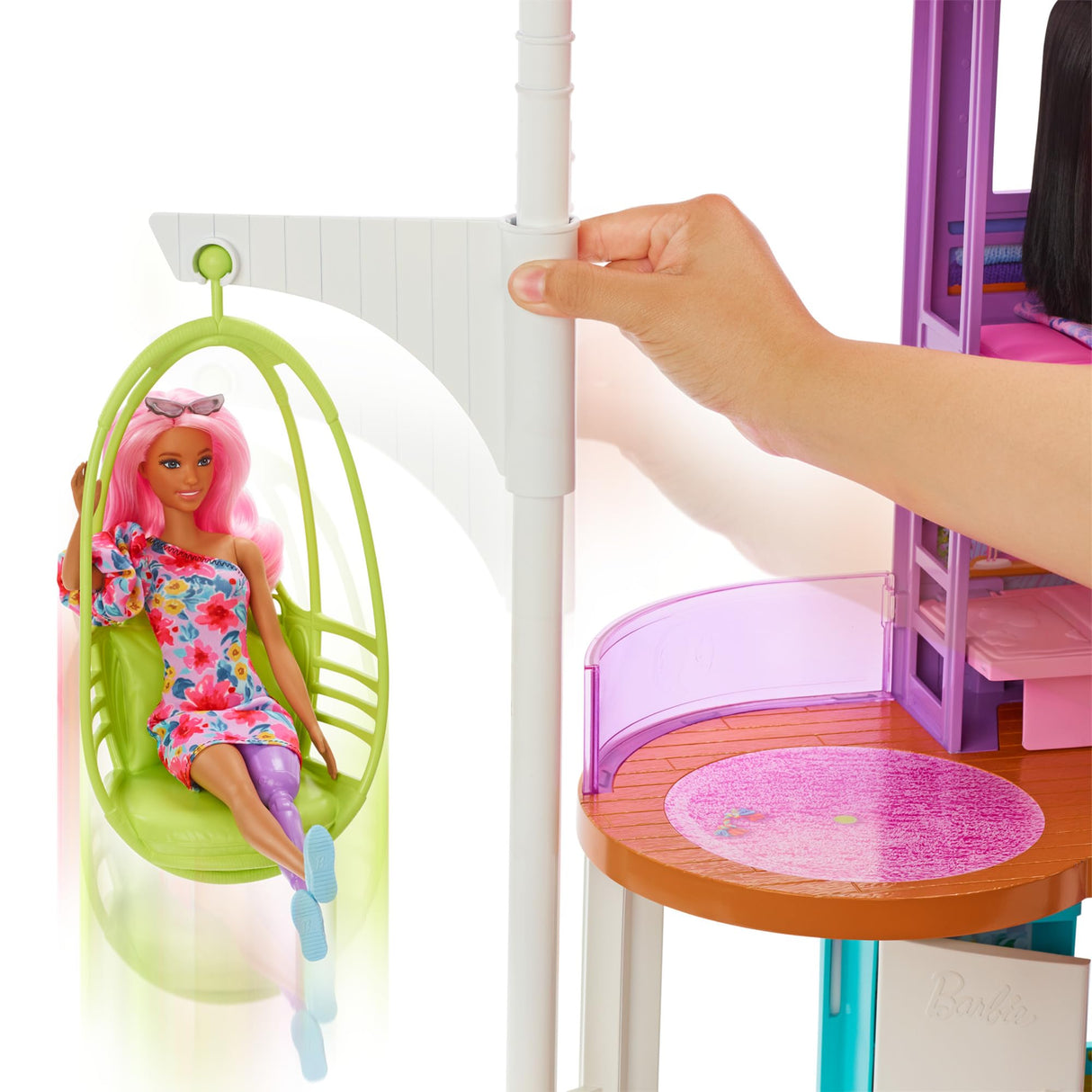 Barbie Casa Malibú Casa de muñecas plegable 2 pisos con 6 habitaciones y muebles, incluye 30 accesorios, juguete de regalo +3 años (Mattel HCD50)