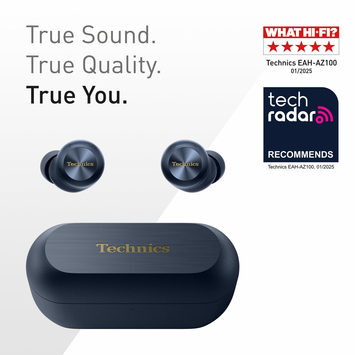 Technics EAH-AZ100E-A Auriculares Inalámbricos con Cancelación De Ruido, Bluetooth Multipunto, Voice Focus AI, Cómodos Auriculares Internos, Azul Medianoche