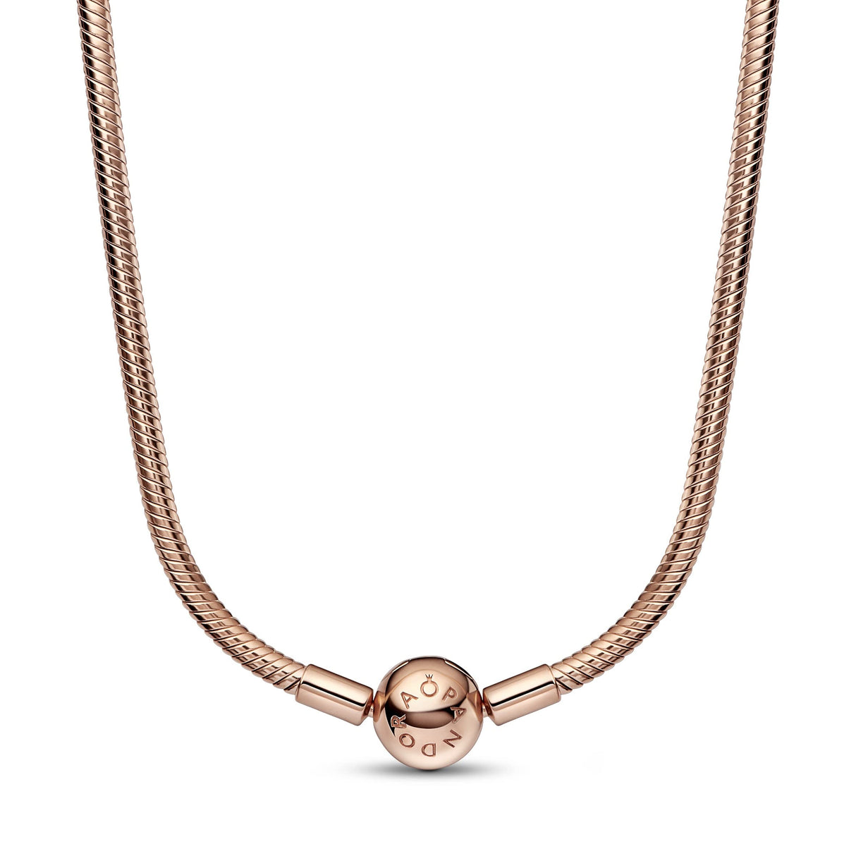 Pandora Moments Collar con cadena de serpiente chapada en oro rosa de 14 quilates, 45