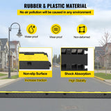 VEVOR Rampa de Protección de Cable 4 Piezas 2 Vías Canaleta Pasacables de Suelo 3,2x3,1cm Protector de Cables de Caucho y PVC Capacidad de Carga 4,989kg Cubiertas de suelo para Cables Negro y Amarillo