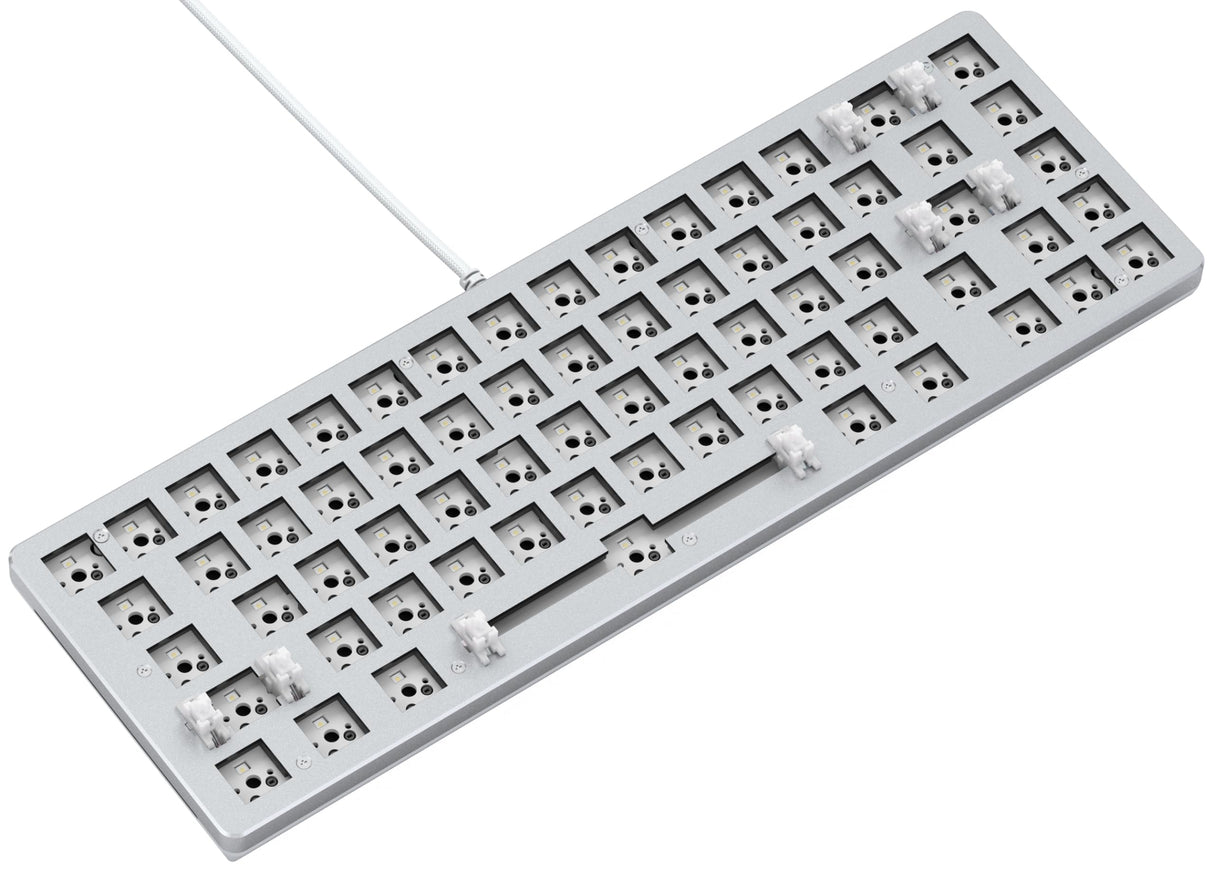 Glorious Gaming GMMK 2 Compact (65%) Barebones (solo carcasa) - Carcasa de teclado gaming mecánico, compacta TKL (65%), aluminio, personalizable, RGB, distribuciones americano / ANSI - Blanco