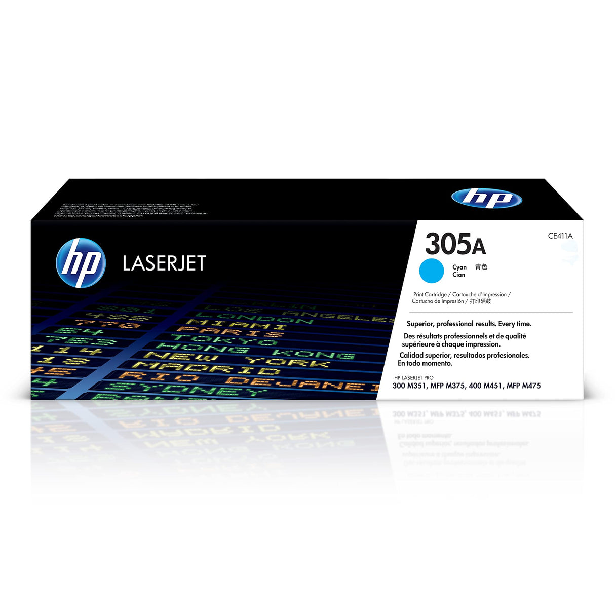 HP 305A CE411AC Cian, Cartucho Tóner Original, de 2.600 páginas, para impresoras HP LaserJet Pro Color serie M351, M451, M375 y M475