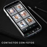 SPC Zeus 4G Pro + Carcasa | Smartphone fácil Uso Mayores | Iconos XXL, Botón SOS, Configuración remota | 5,5”, 4GB RAM, 64GB Memoria Interna, cámara 13MP, Android 11, Base de Carga, Negro
