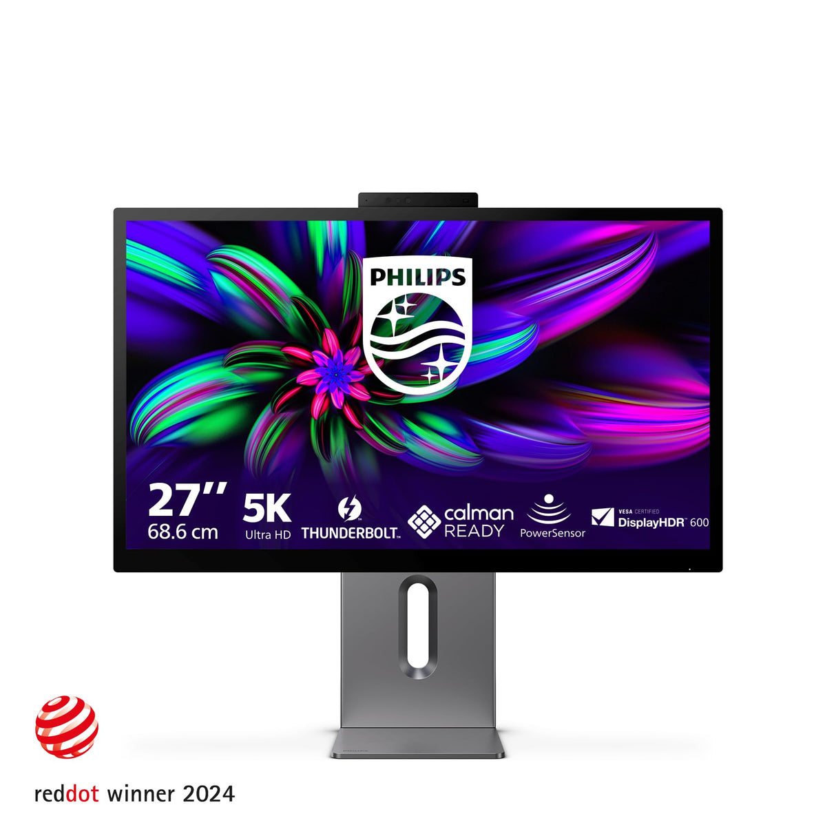 Philips 27E3U7903 Monitor 27” 5K, 70Hz, IPS Black, 4ms MPRT, Adaptive Sync, HDR600, Altura Ajustable, Webcam, Altavoces, (2560x1440, HDMI 1x 2.1, DP USB Hub) Gris