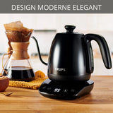 Krups Hervidor de agua de cuello de cisne, Versátil, Té, Café, Infusión, 8 temperaturas, Mantener caliente 30 min, Tapa extraíble, Café Control BW923810, Negro