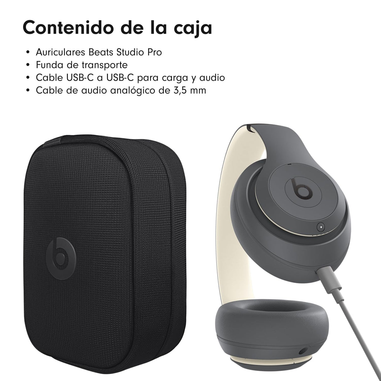 Beats Studio Pro - Auriculares inalámbricos Bluetooth con cancelación de Ruido - Audio Espacial Personalizado, compatibilidad con Apple y Android - Gris Arena