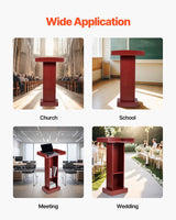 VEVOR Atril de Madera Alto de 105 cm, Soporte de Podio con Superficie de Lectura de 60 x 40 cm, con Estante de Almacenamiento para Aulas, Conferencias, Iglesias, Presentaciones, Discursos, Conciertos