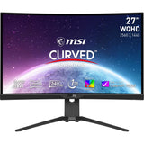 Msi mag 275CQRXF Monitor Curvo Gaming WQHD de 27 Pulgadas 1000R, 2560 x 1440 Rapid VA Panel, 240 Hz/1 ms, 116% sRGB, DisplayHDR 400, Adaptive Sync, Mystic Light DP 1.4a, HDMI 2.0b, USB Tipo-C