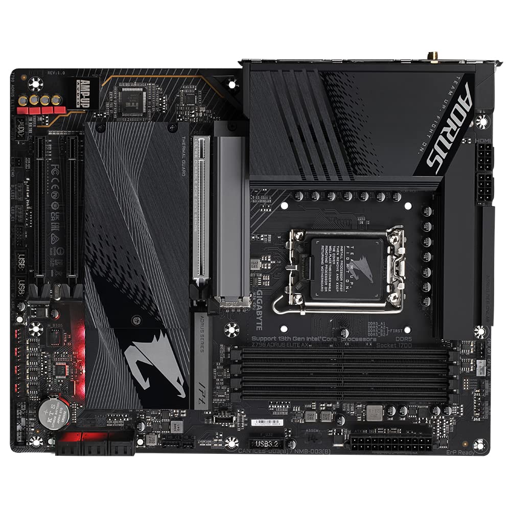 GIGABYTE Z790 AORUS Elite AX Placa Base - Soporta CPUs Intel Core de 14ª generación, 16*+2+1 Fases de VRM Digital, hasta 7600MHz DDR5 (OC), 4xPCIe 4.0 M.2, Wi-Fi 6E, LAN de 2.5GbE, USB 3.2 Gen 2x2