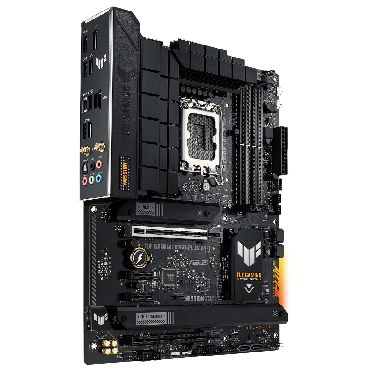 TUF Gaming B760-PLUS WiFi - Placa Base ATX Intel B760 (LGA 1700) con DDR5, Ranura PCIe 5.0, 3X PCIe 4.0 M.2, 12+1 DrMOS, 2.5Gb Ethernet, DisplayPort, HDMI, USB 3.2 Gen 2 Tipo C, Aura Sync