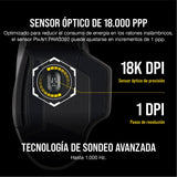 Corsair DARK CORE RGB PRO Ratón Inalámbrico FPS/MOBA para Juegos - 18.000 PPP - 8 Botones Programables - Inalámbrico Sub-1ms - Compatible con iCUE - PC, Mac, PS5, PS4, Xbox - Negro