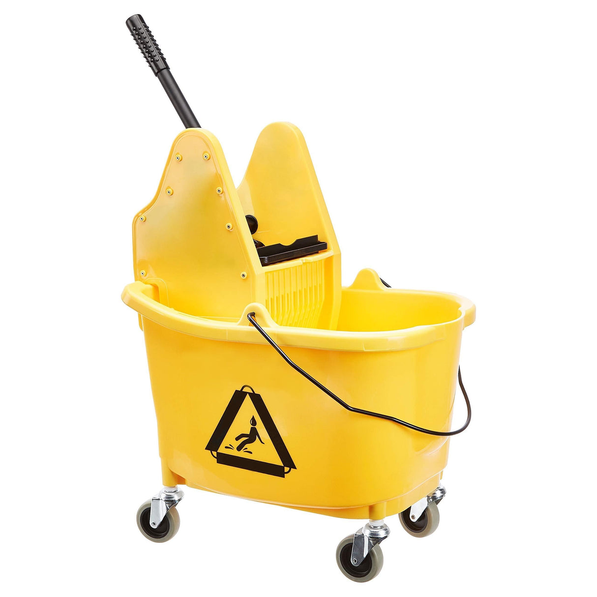 Amazon Basics Cubo rectangular para fregona Kentucky con ruedas duraderas y combinado con prensa de escurrido a presión, 33 litros/ 35 qt, amarillo (anteriormente marca AmazonCommercial)