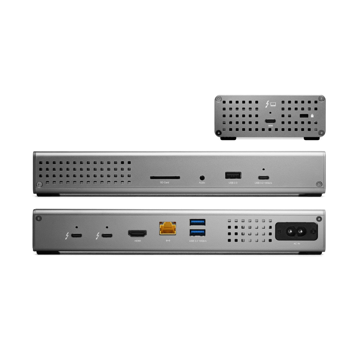OWC Thunderbolt Go Dock, 11 Puertos, Thunderbolt 4, Fuente de alimentación integrada, Carga de 90 W, Compatible con Mac Thunderbolt y USB-C, PC, Chromebooks y Dispositivos Android, OWCTB4DKG11P