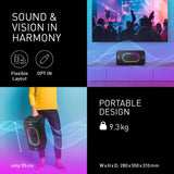 Panasonic SC-BMAX10E-K Altavoz Portátil para Fiestas con Bluetooth, Luces Integradas, 150 W, USB, Entrada Óptica para TV, Entradas de Guitarra y Micrófono para Karaoke, Negro
