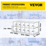 VEVOR Armario de Almacenamiento para teléfono móvil Cabina telefónica de acrílico con Cerradura 10 Ranuras 53x18x21,5 cm gabinete de Almacenamiento para teléfono con Llaves para Sala de reunión, Aula