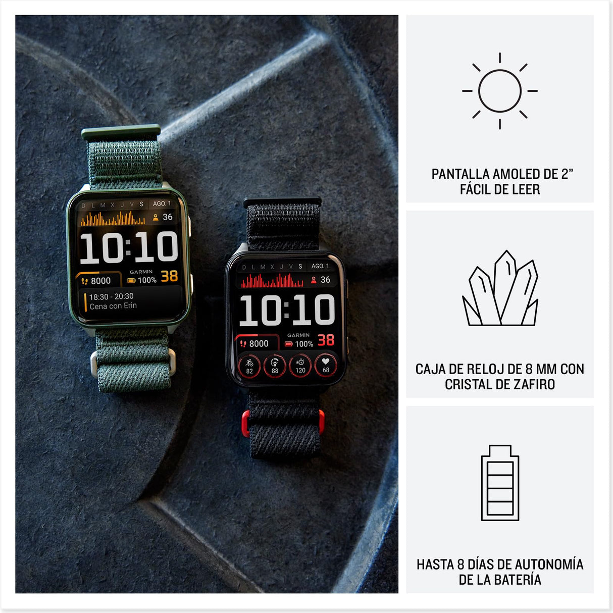 Garmin Venu X1, Smartwatch Premium con GPS, Pantalla AMOLED de 2'', Funciones de Salud y Bienestar 24/7, Altavoz y Micrófono Integrados, Mapas, Linterna LED, hasta 8 días de autonomía, Negro