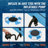 VEVOR Trampolín Inflable de Agua Trampolín Hinchable de Agua 310 x 60 cm Plataforma de Natación Portátil con Escalera y Bomba de Aire Eléctrica Rebotador Flotante para Niños, Piscina, Azul y Blanco