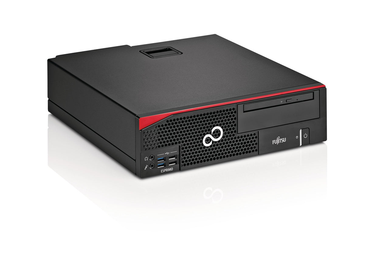 Fujitsu D556/2 - Ordenador de sobremesa (i3-7100 3M, 3.90GHz, RAM de 4GB DDR4-2400, 500GB SATA HDD 7200 RPM, Windows 10 Pro) Color Negro y Rojo