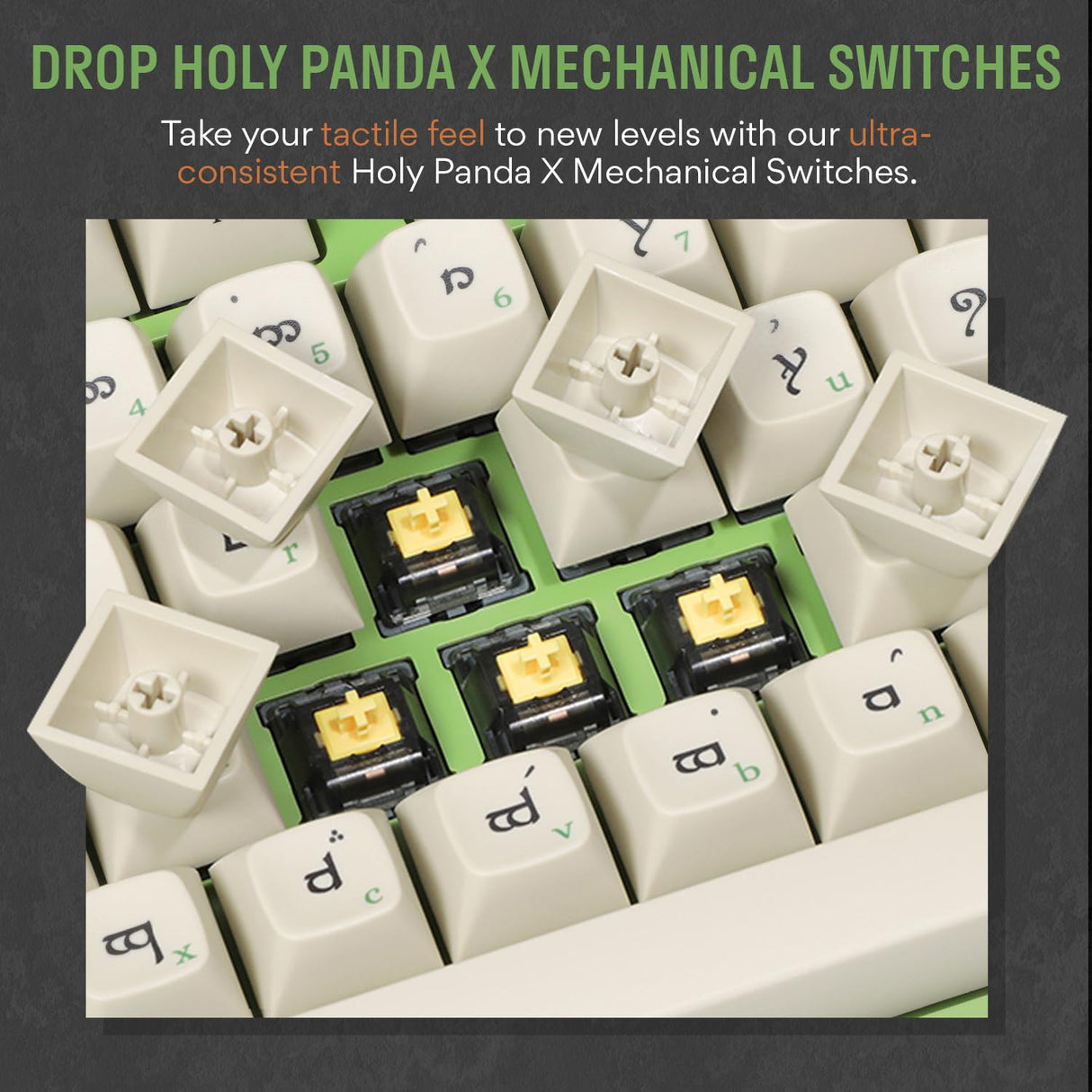 Drop + Teclado mecánico Elvish TKL de The Lord of The Rings™, Teclas de Perfil MT3 con Teclas Accent, interruptores táctiles Holy Panda X, Teclas PBT Dye-Sub, retroiluminación LED, Verde