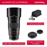 Samyang F1112210101 - Objetivo fotográfico DSLR para Fuji X (Distancia Focal Fija 135mm, Apertura f/2-22 ED UMC, diámetro Filtro: 77mm), Negro