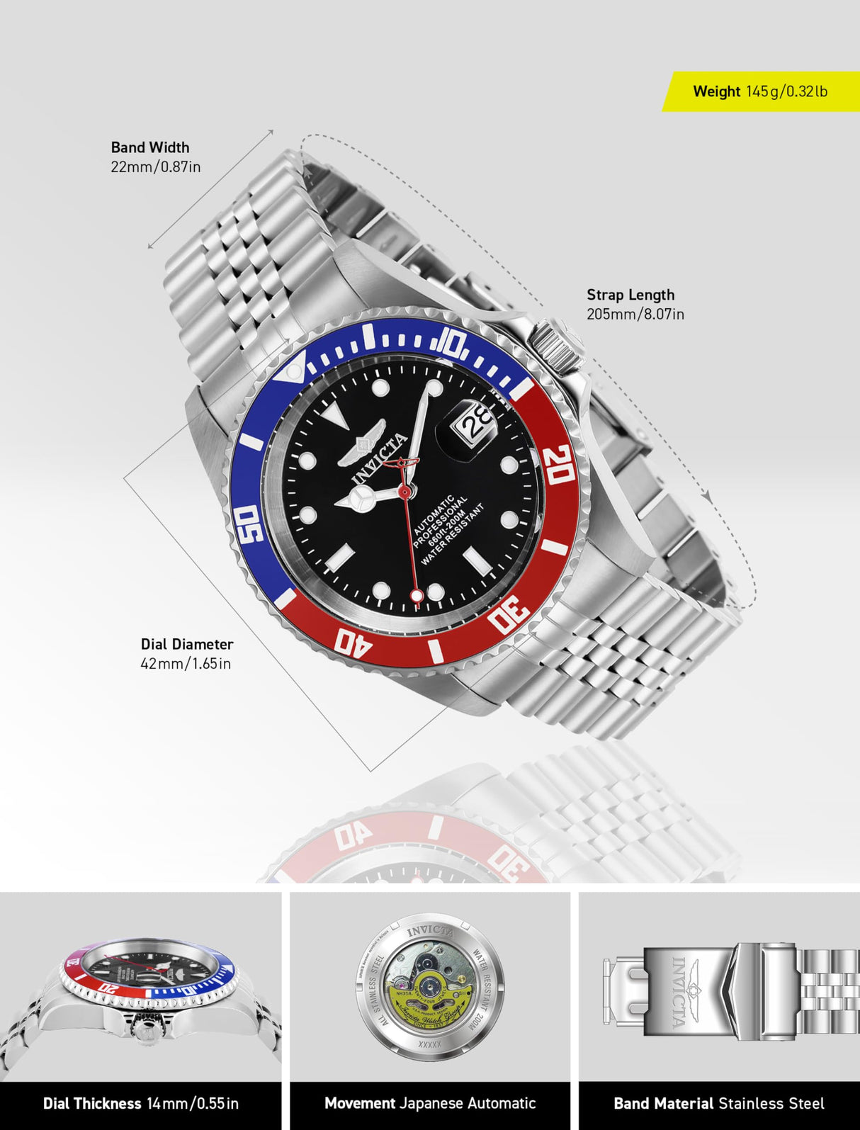 Invicta Pro Diver Reloj Automático para Hombre de acero inoxidable - 42mm