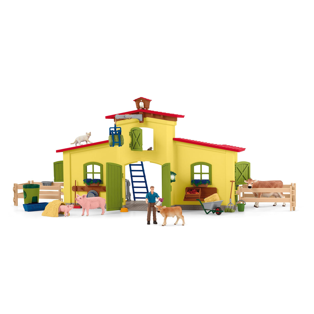 Schleich 72224 Establo con gallinero y Box para Ponis, a Partir de 3 años, Farm World - playset, 86 x 13 x 33 cm