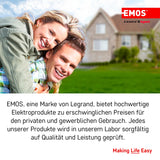 EMOS tambor cable 50 m acero, 4 Schuko, 230 V 16 A 3680 W, goma H07RN-F 1.5 mm², IP44, resistente agua, golpes, aceite, intemperie