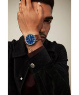 Timex Waterbury - Reloj de 40 mm para hombre, correa de liberación rápida de dos piezas de piel marrón, esfera azul, caja de acero inoxidable TW2W14900