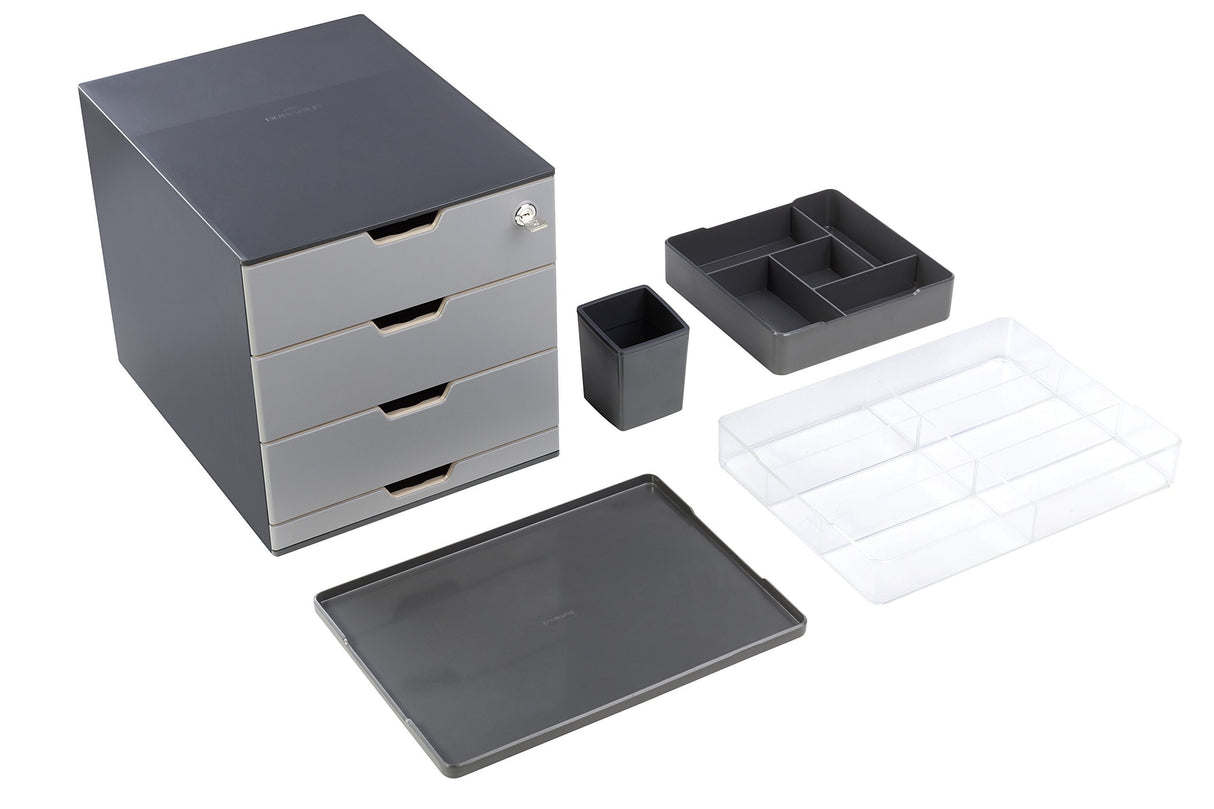 Durable 338558 Caja para café COFFEE POINT BOX para organizar cápsulas de café, sobres de azúcar,cucharillas, servilletas, bolsas de té y mucho más, antracita