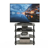 Furinno Econ Pequeño Soporte de TV de 4 Niveles Fácil de Montar, Roble Francés/Negro