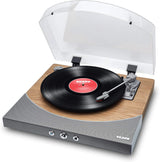 ION Audio Premier LP - Tocadiscos de vinilo Bluetooth, de 3 velocidades, altavoces estéreo, salida USB para convertir vinilos a formato digital, salidas auriculares y RCA, acabado en madera natural