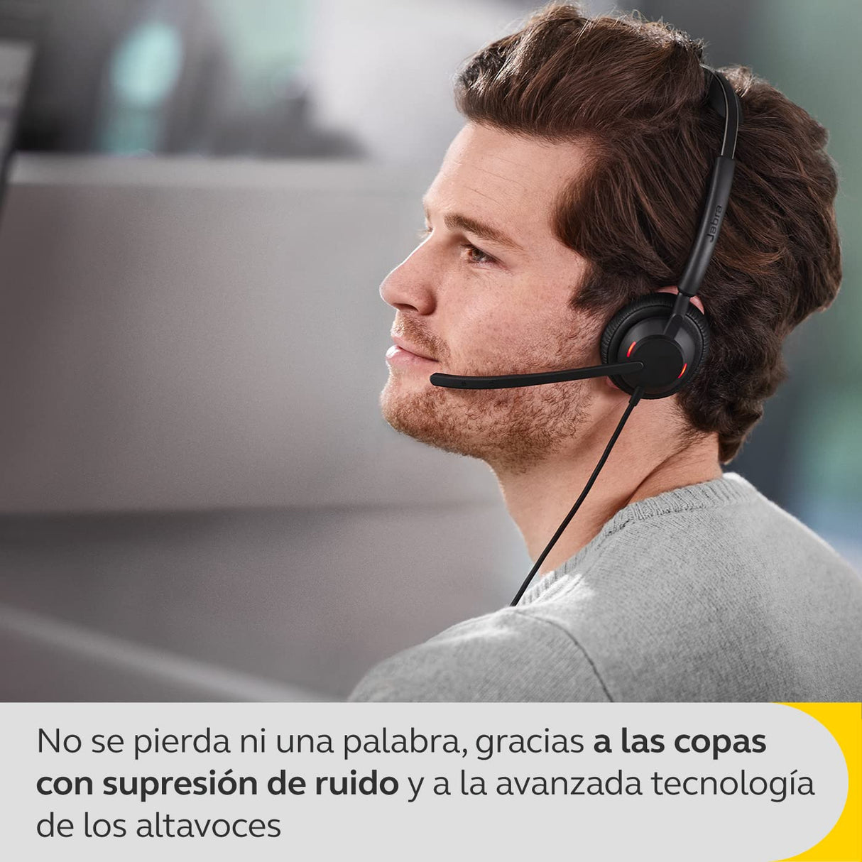 Jabra Engage 50 II Auriculares Estéreo con cable, 3 micrófonos, cancelación de ruido, ultraligeros, cable USB-C, Para plataformas de comunicaciones unificadas como Zoom y Unify, Negro
