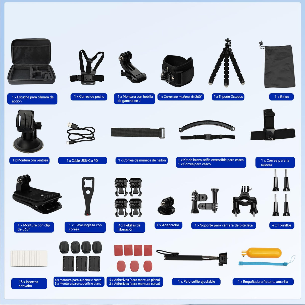 DJI Osmo Action 5 Pro Combo con 58 accesorios, cámara impermeable con sensor de 1/1,3 pulgadas, 4K/120 fps, seguimiento de patrón, estabilización, pantalla táctil OLED dual, cámara de acción 4K, ideal
