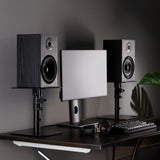 RICOO Soporte de Mesa para Altavoces LH069-T, Soporte, Ideal para Sonido Envolvente y Alta Fidelidad, Juego de 2, 240x240x405 mm, Negro