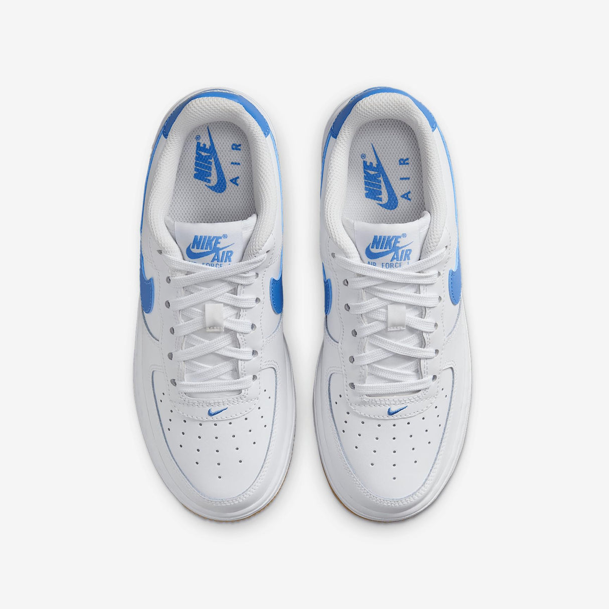 NIKE Air Force 1 (GS), Sneaker, White Gum Light Brown Blue Beyond, 38 EU