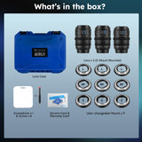 SIRUI VP-1 Vision Prime 1 T1.4 Full Frame Cine Lens Set, 24mm, 35mm, 50mm Lente de Cine de Enfoque Manual con Preinstalación E Montura, Interchangeable RF/Z/L Monturas, 1 Lens para 4 Monturas (Black)