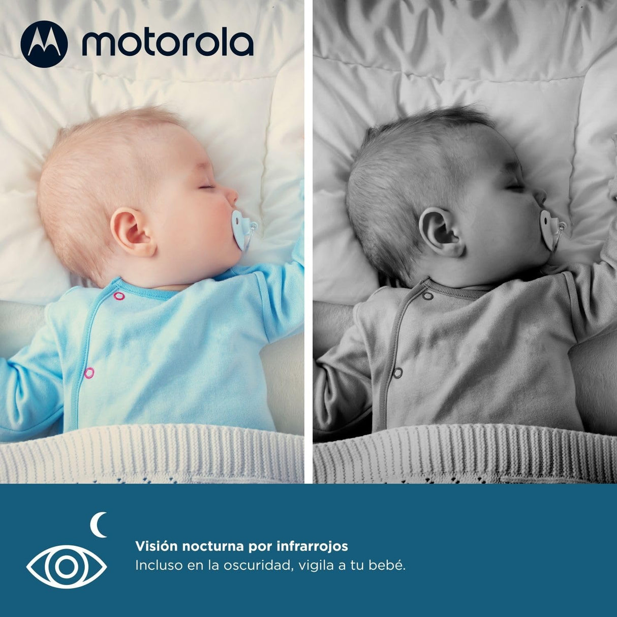 Motorola Nursery VM75 Camara Vigilancia Bebe - Vigilabebes con Unidad de Padres de 5 Pulgadas - Cámara de Bebé con Visión Nocturna, Zoom Digital, Comunicación Bidireccional y Canciones de Cuna