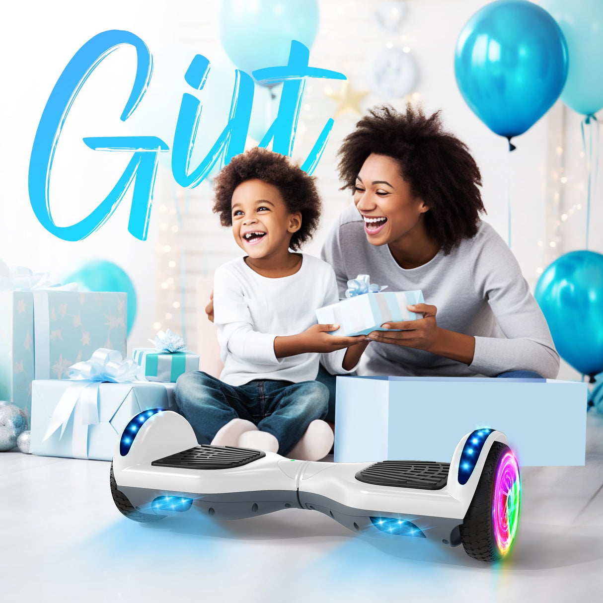 Hoverboard 6.5 Pouces auto-équilibrant avec haut-parleur Bluetooth et lumière LED, cadeaux pour enfants