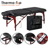 Master Massage Therma Top Mobil - Tumbona de masaje, calefactable, plegable, madera, 71 cm, color negro