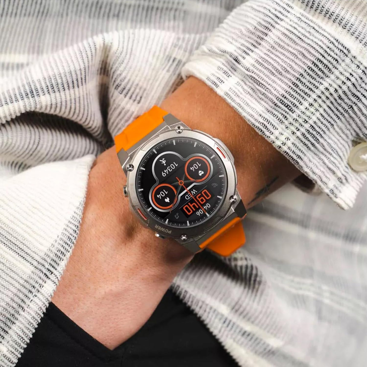 HiFuture GoMix2 Reloj Inteligente Hombre Mujer, Pantalla AMOLED, Resistente al Agua IP68, Monitor de frecuencia cardíaca en la, podómetro smartwatch para Android e iOS (Naranja)