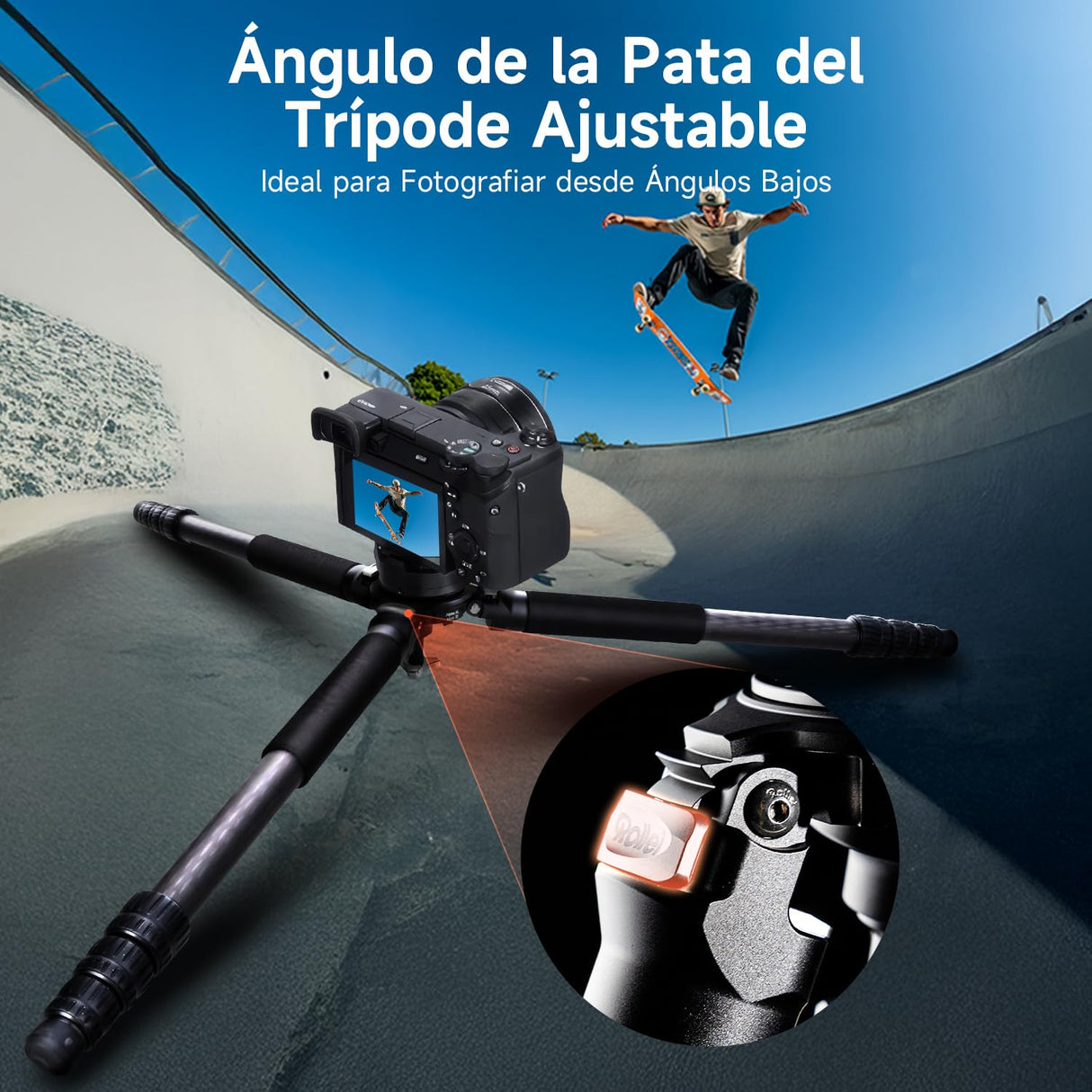 Rollei Rock Solid Alpha XL Mark III, 193cm Tripode Fibra de Carbono Profesional para Cámaras con Capacidad de Carga de 40kg Camera Tripod Negro con Cabezal Nivelador para DSLR Videocámara