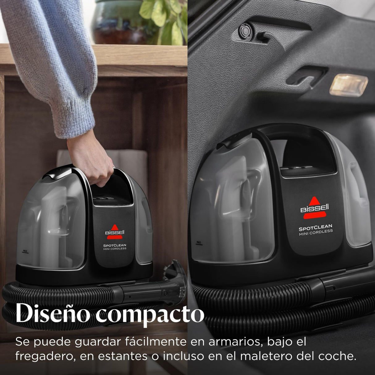 BISSELL SpotClean Mini Aspiradora de Agua Tapiceria Inalámbrico, Limpiador de Tapicerias Portátil, Limpia Rápidas, Compacto y Ligero, Lava Aspiradora para Coche, Barco, Sofá y Más, 40651