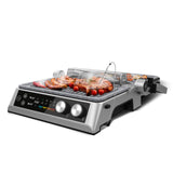Cecotec Parrilla Eléctrica con Placas Desmontables Rockn'Grill Bistro. 2400W, Cocción sin Humo y Saludable, Control Táctil, Placas con Temperatura Independiente, Incluye Sonda de Temperatura