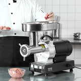 VEVOR Picadora de Carne Eléctrica Industrial de Encimera, Capacidad de 6,36 kg/Min, con Cuchilla, Placa Molienda, para Hacer Salchichas, Acero Inoxidable, para Cocina y Restaurante, 570 x 270 x 470 mm