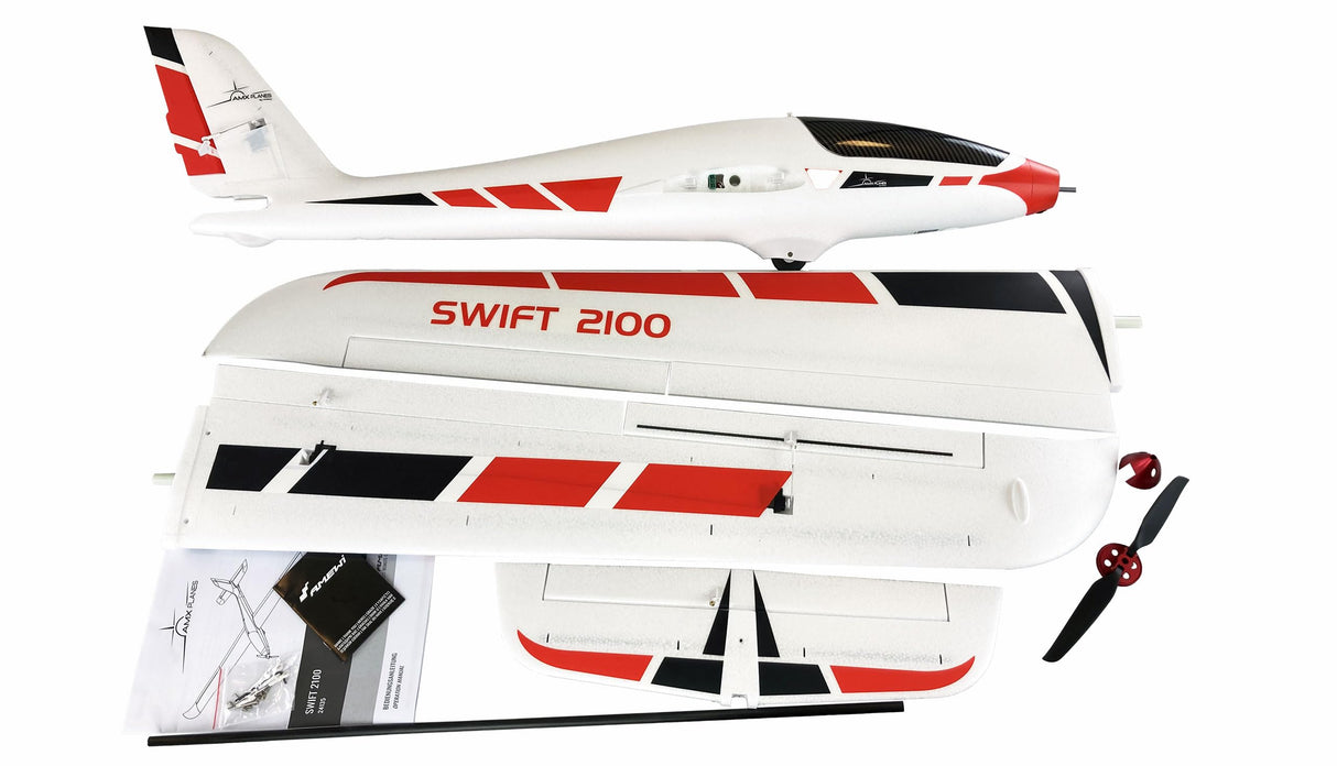 Amewi AMXPlanes Swift 2100 Motovelero EPO PNP, Blanco-Rojo
