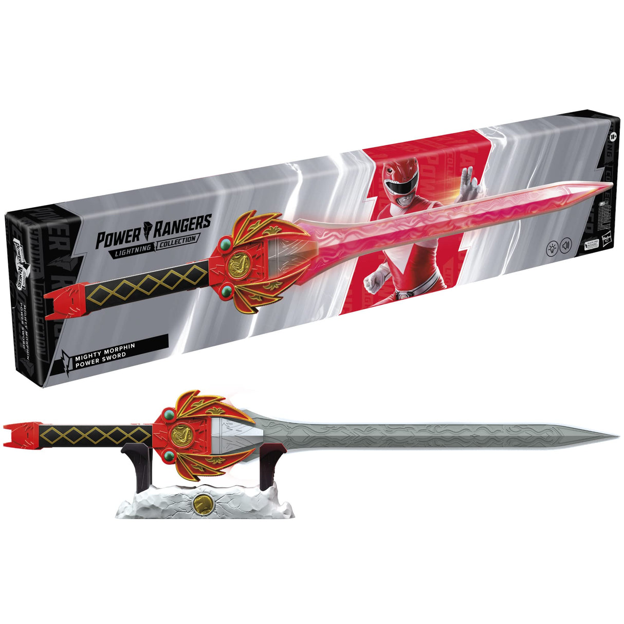 Power Rangers - Lightning Collection - Espada de Poder de Mighty Morphin Ranger Rojo - Artículo Premium Coleccionable para Juego de rol o Cosplay - Jason MMPR