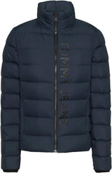 Tommy Jeans Cazadora de plumas Mujer Down Printed con cuello alto, Azul (Dark Night Navy), M