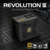 ENERMAX Revolution III 850 W | Fuente de alimentación ATX 3.1 Totalmente Modular | PCIe 5.1 | 80 Plus Gold | Ventilador silencioso FDB de 120 mm | Condensadores 105 °C jap | ERV850G-AHG-MAC