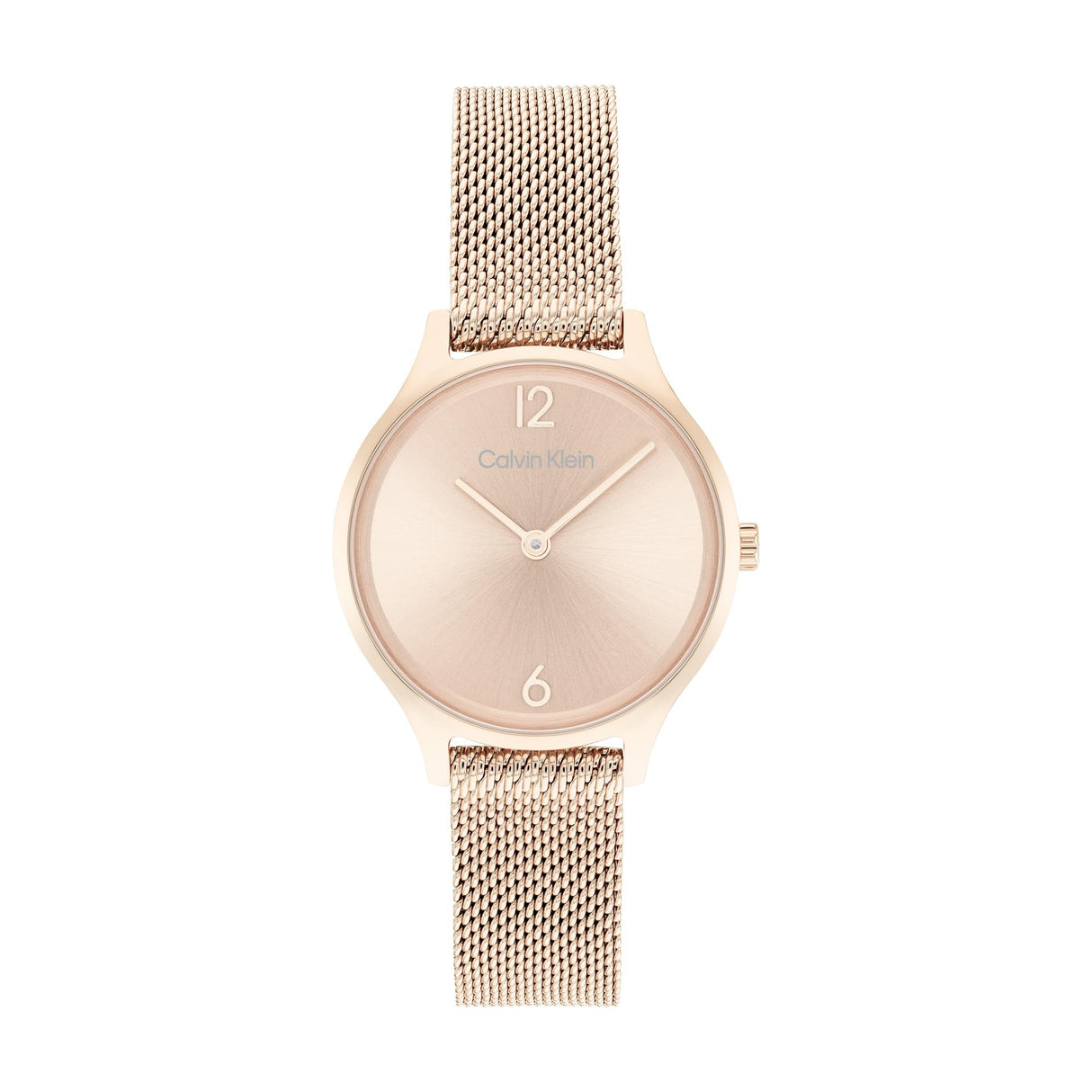 Calvin Klein Reloj Analógico de Cuarzo para Mujer Colección Timeless 28MM con Correa de Malla de Acero Inoxidable de Oro Rosa - 25200059